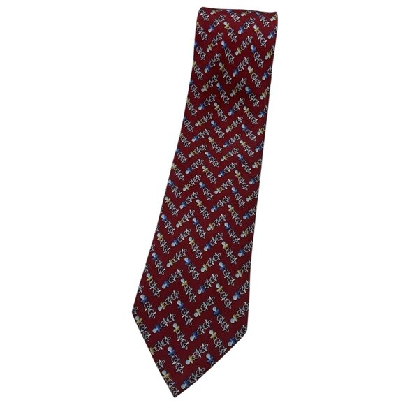 BATTISTONI Men's 100% Silk Necktie LUXURY Tie Burgundy Pacifier W:3.7